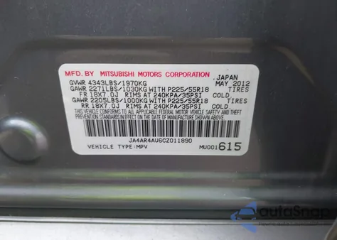 2012 Mitsubishi Outlander Sport Se from USA, damaged, VIN JA4AR4AU6CZ011890
